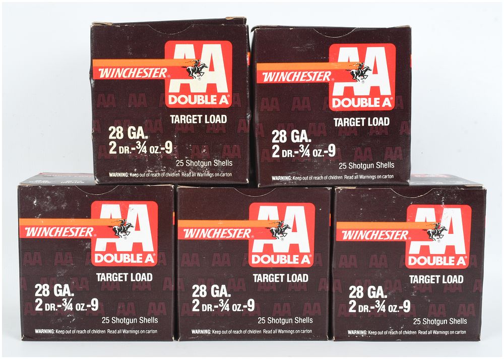 Lot 1099: A Lot of 125 Winchester AA Target Load Shotgun Shells 28 Gauge