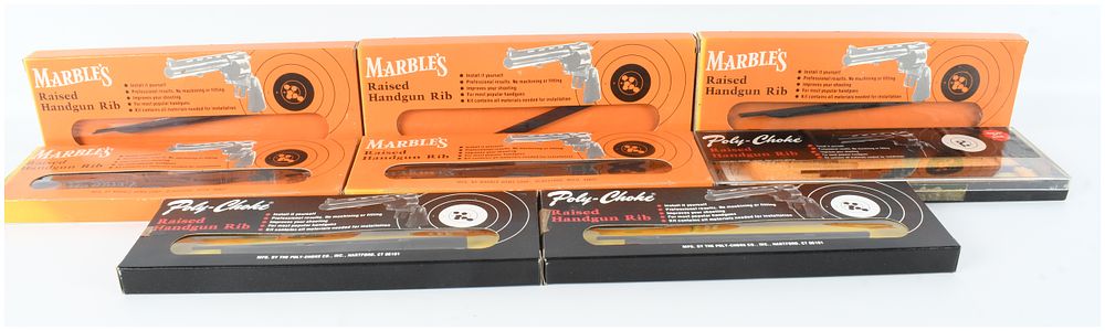 Lot 1135: Eight Vintage Marble's and Poly-Choke Raised Handgun Ribs for Ruger Security Six