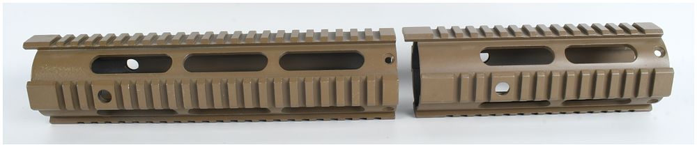 Lot 1136: Two AR-15 Picatinny Quad Rail Handguards in Flat Dark Earth Finish