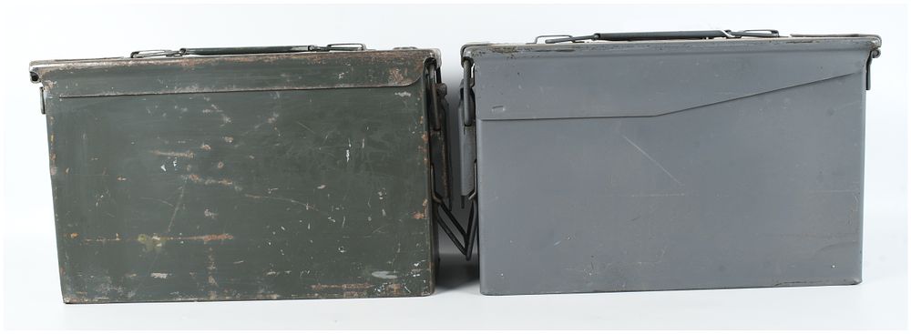 Lot 1147: Two US Military Style Metal Ammunition Cans with S.C.F. Markings