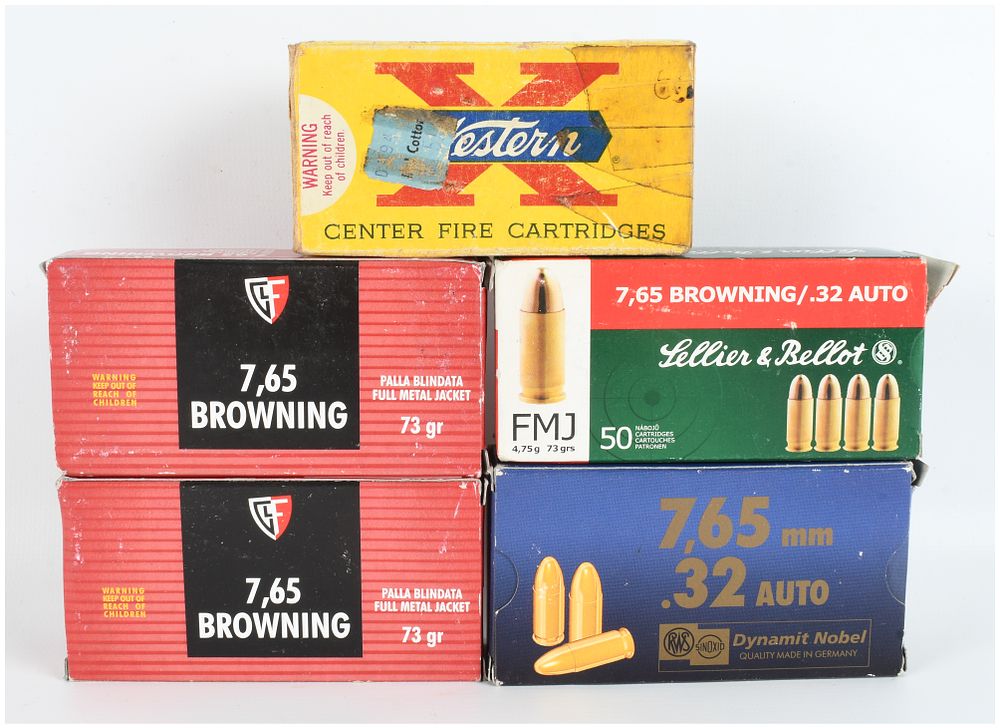 Lot 1192: A Lot of 220 Rounds of .32 Auto (7.65mm Browning) Ammunition