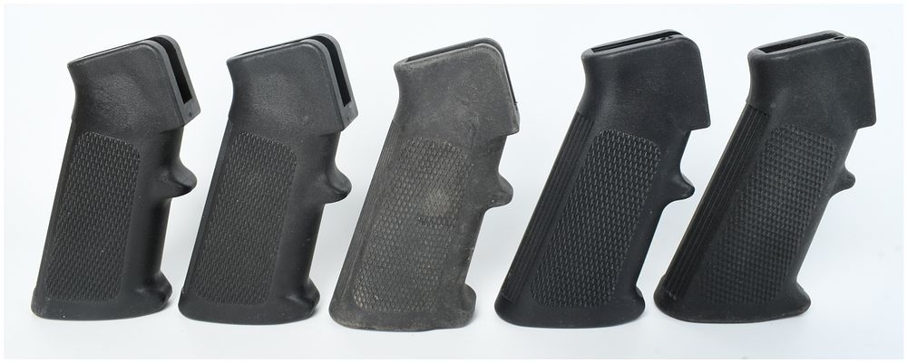 Lot 1202: A Collection of Five A2 Style Polymer Pistol Grips for AR-15/M16 Pattern Firearms