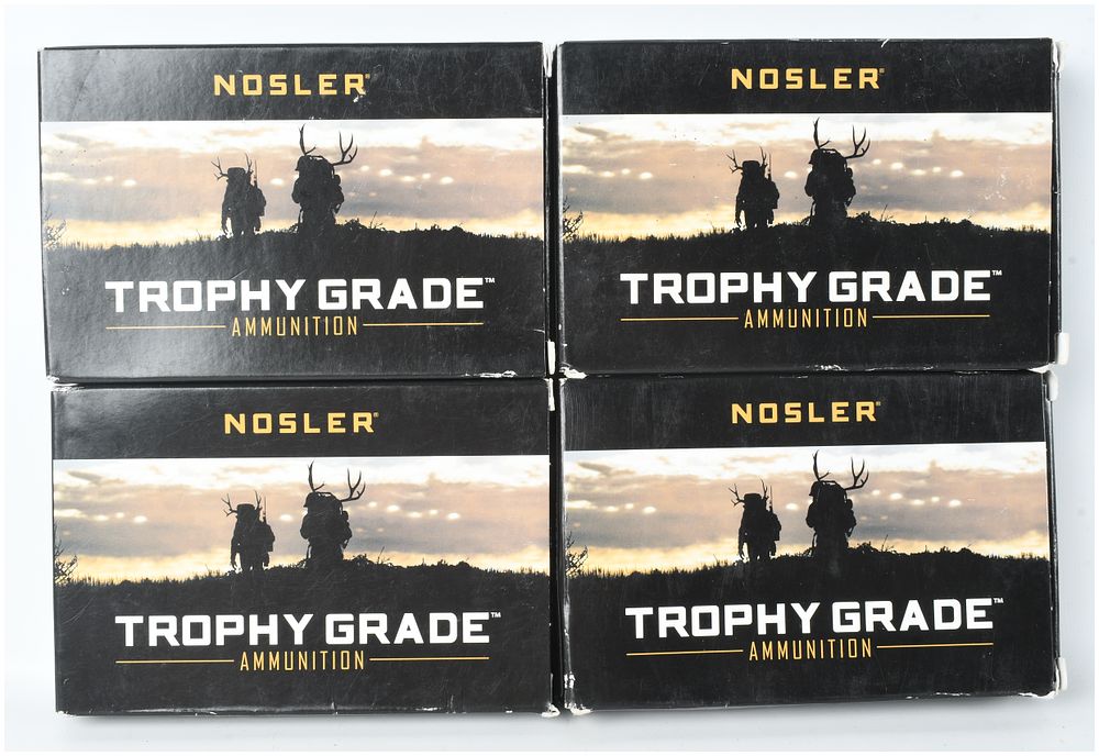 Lot 1216: A Lot of 80 Rounds Nosler Trophy Grade .338 Winchester Magnum Ammunition with 250 Grain Partition Bullets