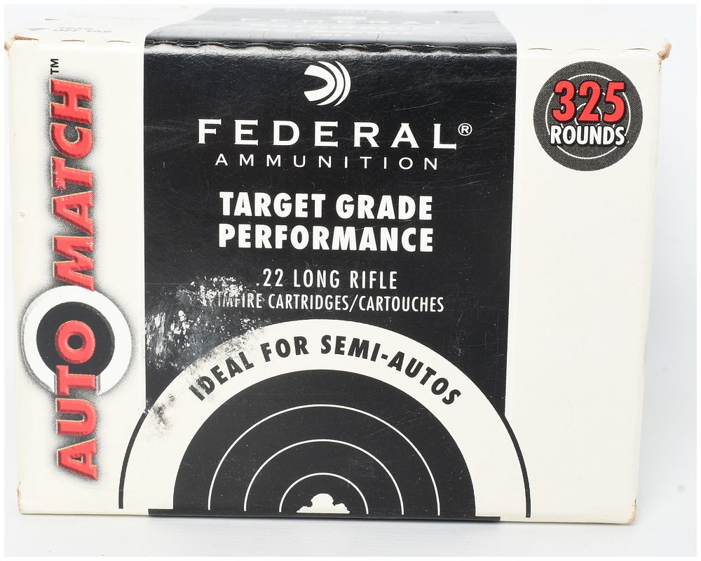 Lot 1264: Federal AutoMatch 325 Rounds .22 Long Rifle Rimfire Ammunition