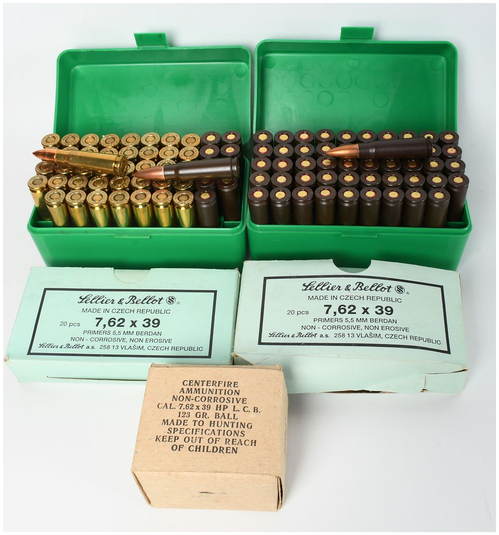 Lot 1282: A Lot of 160 Rounds of Winchester and Sellier and Bellot 7.62 x 39mm Ammunition