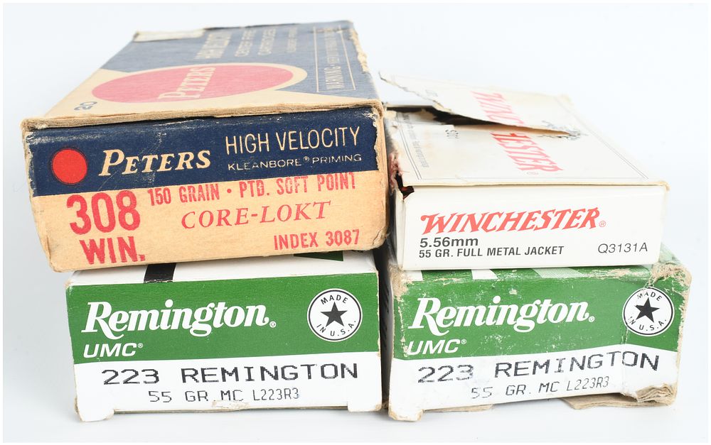 Lot 1285: A Lot of 66 Rounds of Assorted Remington, Winchester, and Peters Centerfire Rifle Ammunition