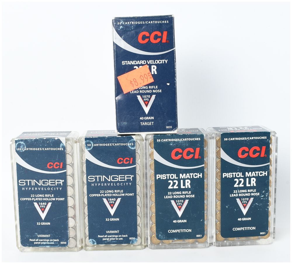 Lot 1300: A Lot of 250 Rounds of CCI .22 Long Rifle Ammunition