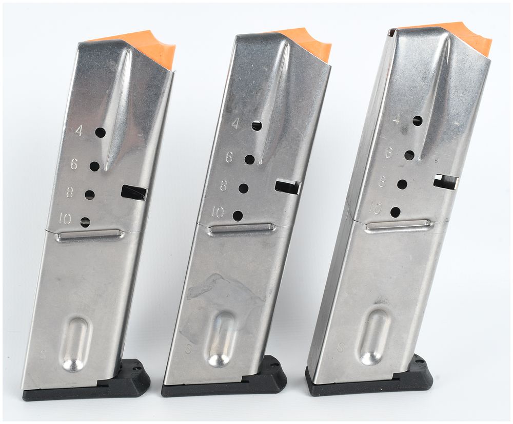 Lot 1325: Three Smith & Wesson Model 5900 Series 10-Round 9mm Pistol Magazines