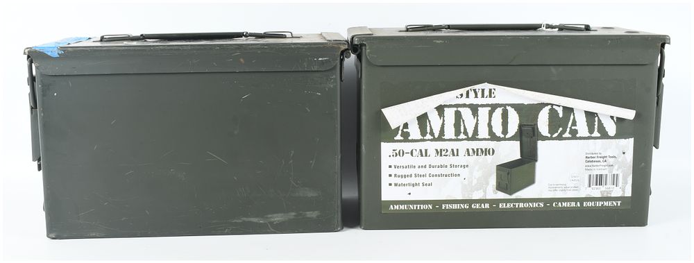 Lot 1327: Two .50 Caliber Style M2A1 Steel Ammunition Cans