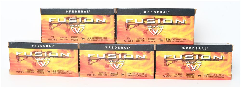 Lot 1336: A Lot of 100 Rounds of Federal Fusion MSR .224 Valkyrie Centerfire Rifle Ammunition