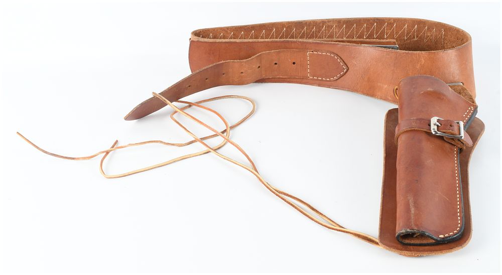 Lot 1358: Longhorn Model 273 and 30-67LH Leather Western Holster and Cartridge Belt Rig .357 Caliber with 42 Inch Belt