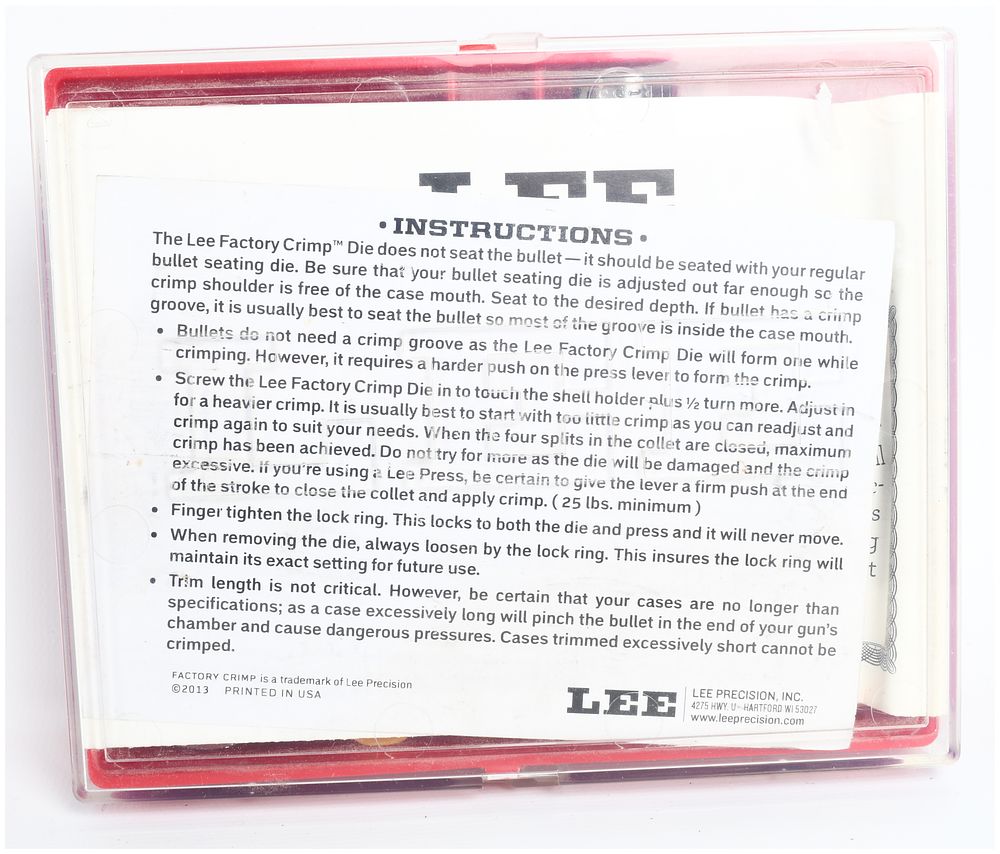 Lot 1367: Lee Precision 357 Sig Reloading Die Set Model 90270