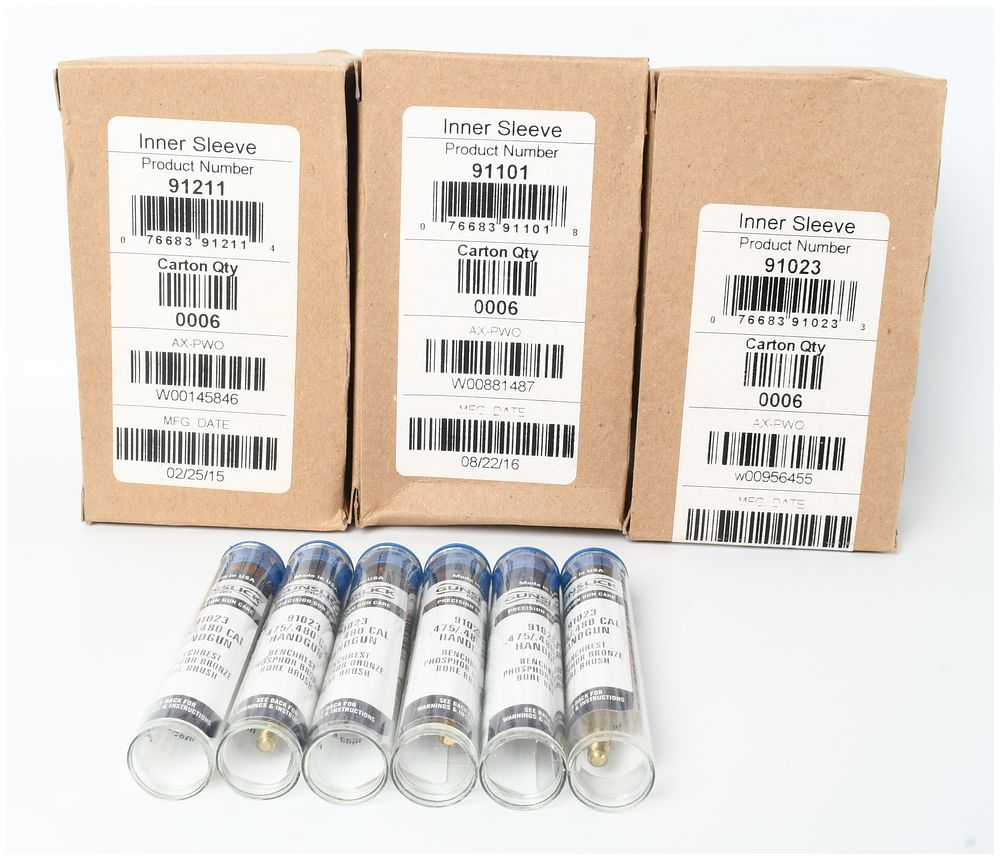 Lot 1376: 18 Gunslick Pro .475/.480 Caliber Phosphor Bronze Handgun Bore Brushes and Shipping Boxes