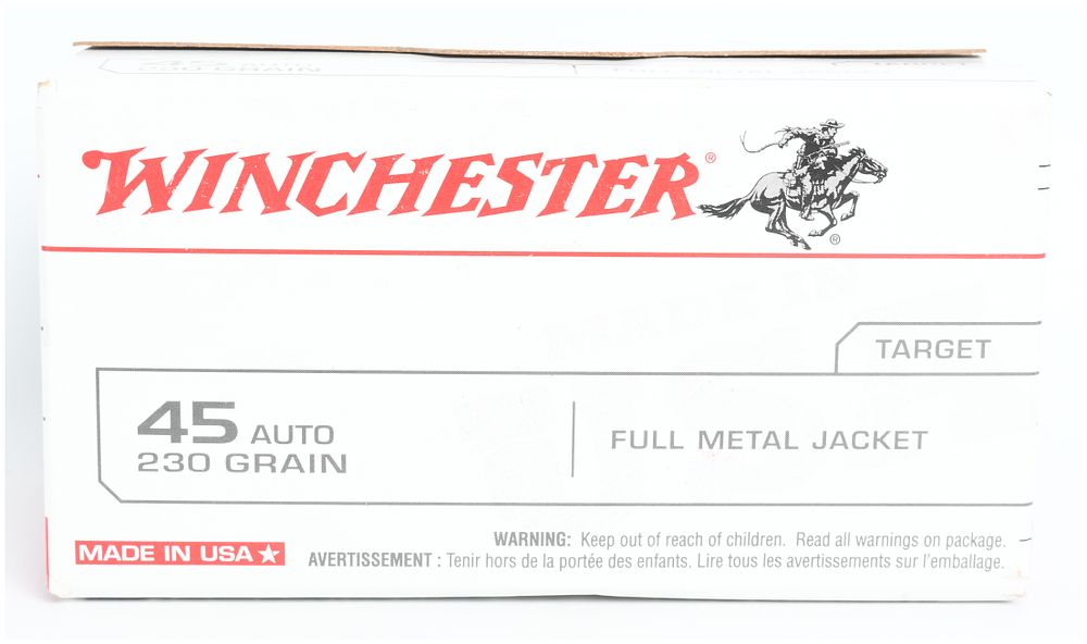 Lot 1402: Winchester Target .45 Auto 230 Grain Full Metal Jacket Ammunition 100 Rounds