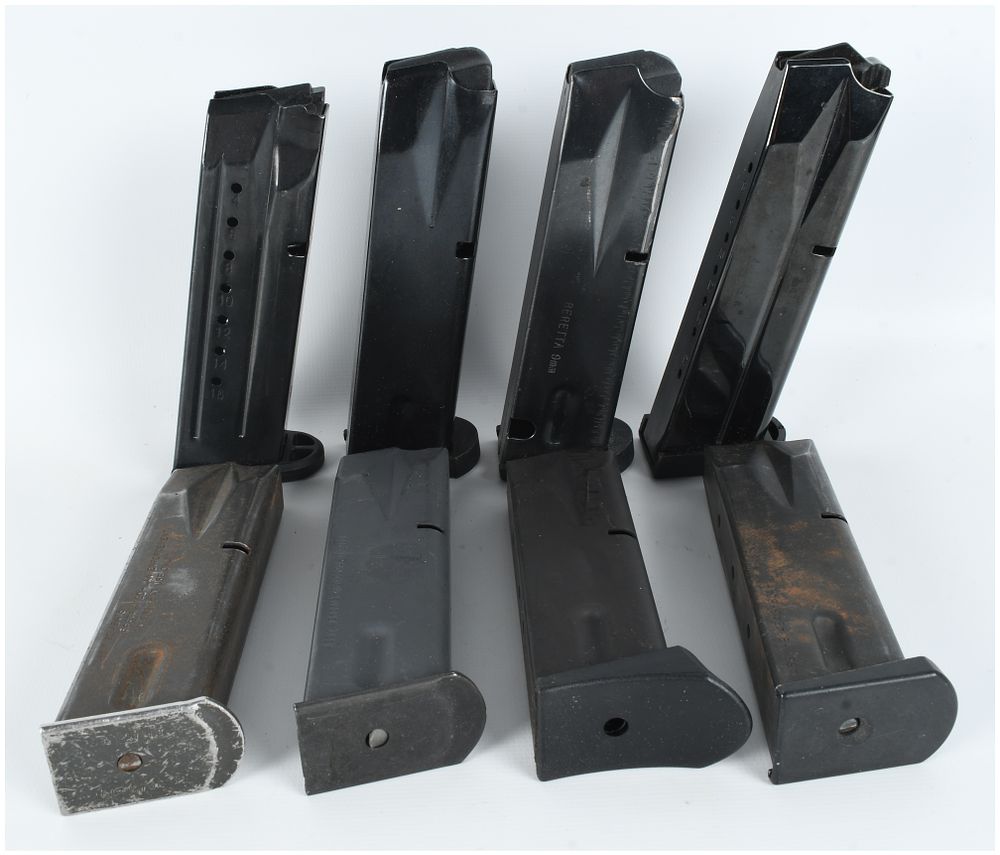 Lot 1415: A Collection of Eight Beretta Model 92 and M9 Semi-Automatic Pistol Magazines 9mm Luger