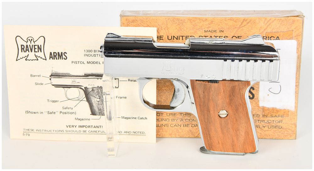 Lot 1467: Raven Arms Model P-25 Semi-Automatic Pistol .25 Auto with 2.4 Inch Barrel