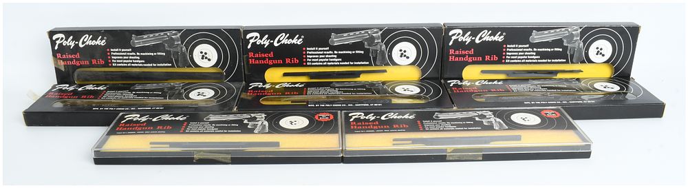Lot 1508: A Collection of 8 Vintage Poly-Choke Raised Handgun Rib Kits for Ruger Models