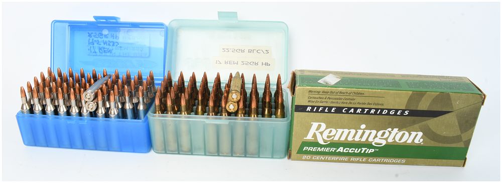 Lot 1543: A Lot of 124 Rounds of Remington .17 Remington Centerfire Rifle Ammunition