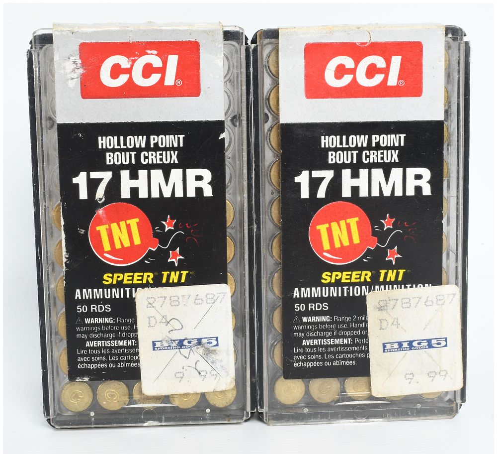 Lot 1546: A Lot of 130 Rounds of CCI Speer TNT Rimfire Ammunition .17 HMR