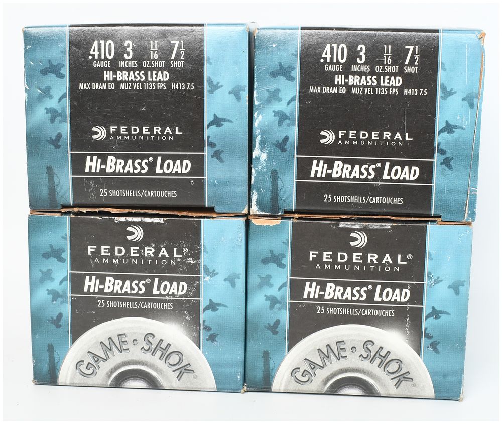 Lot 1594: A Lot of 100 Rounds of Federal Game-Shok Hi-Brass Load .410 Gauge Ammunition
