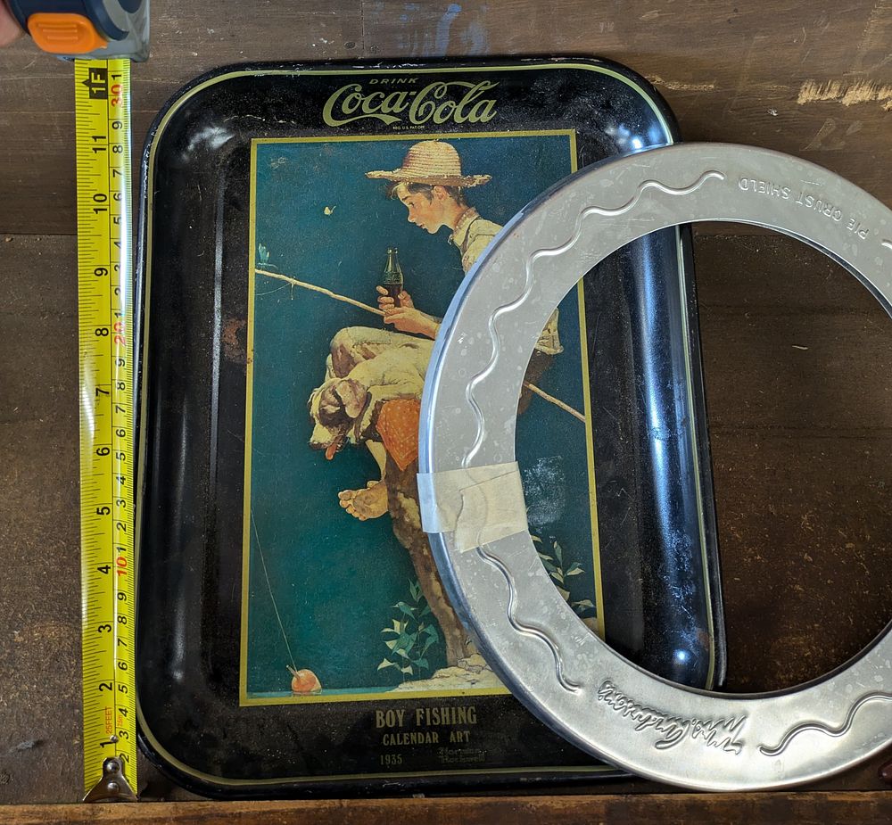Lot 176: Coke tray and pie crust shield