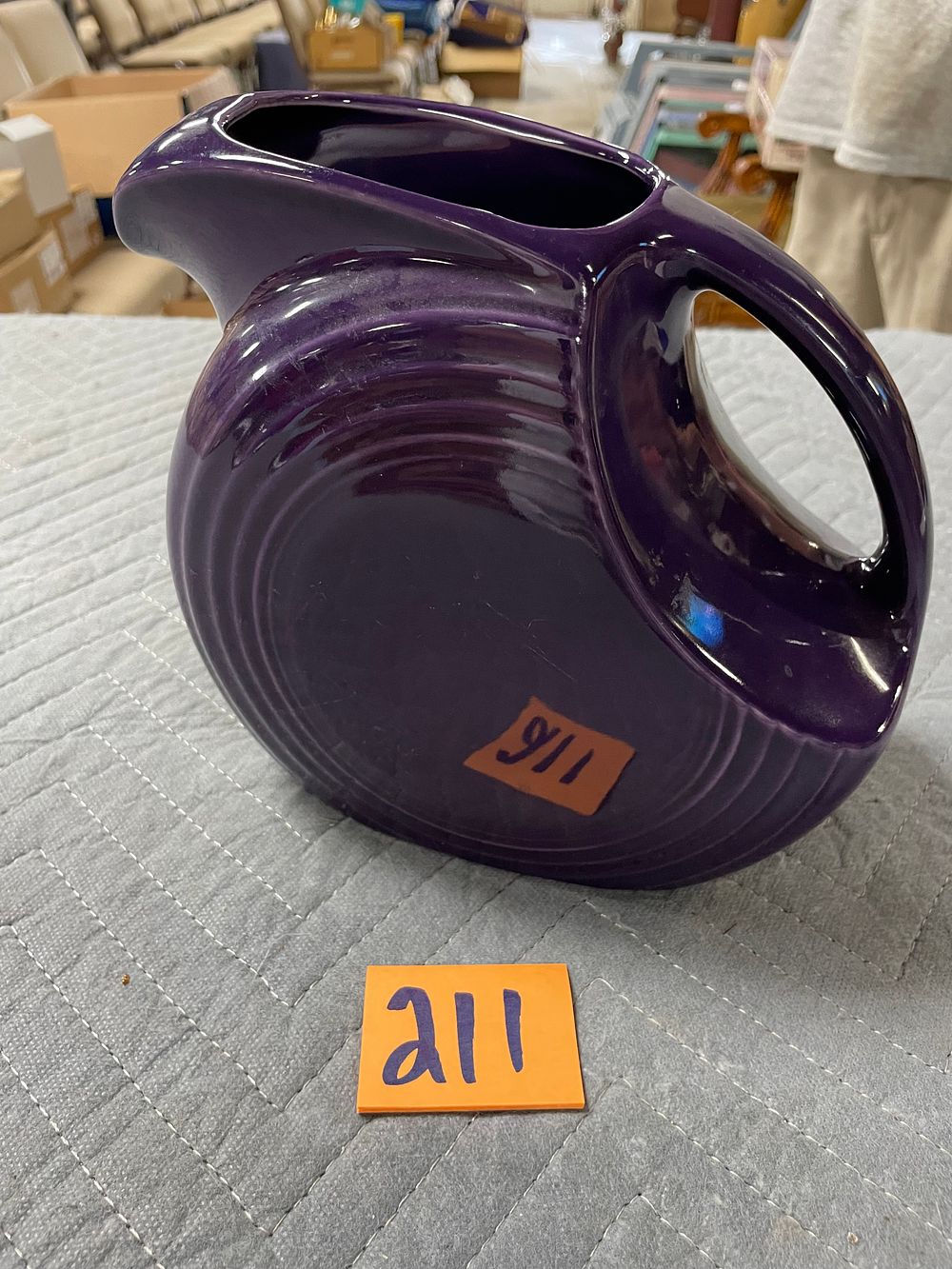 Lot 211: Plum Fiesta Ware Pitcher