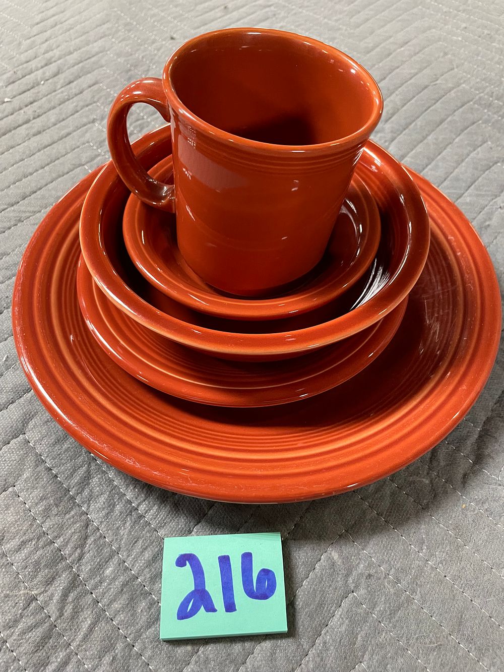 Lot 216: Paprika Orange 5 Piece Fiesta Ware