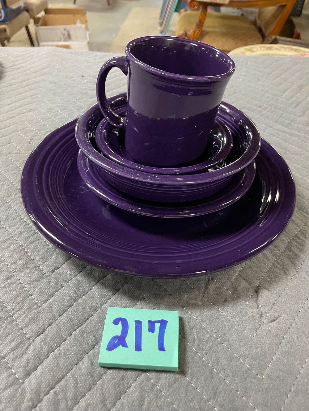 Lot 217: Plum 5 Piece Fiesta Ware
