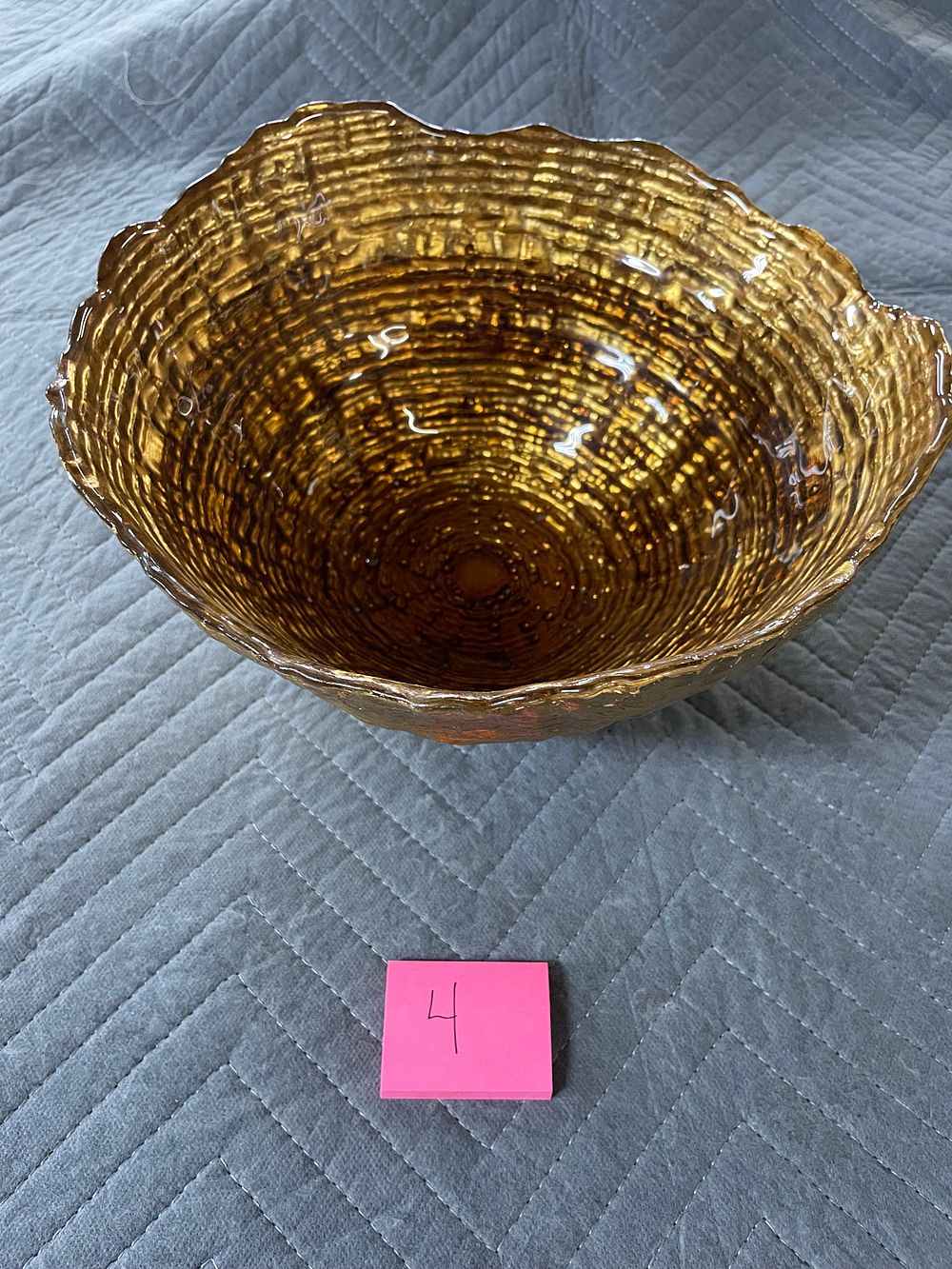 Lot 170: GOOFY GLASS Scalloped Rim Hand Painted Glass Bowl