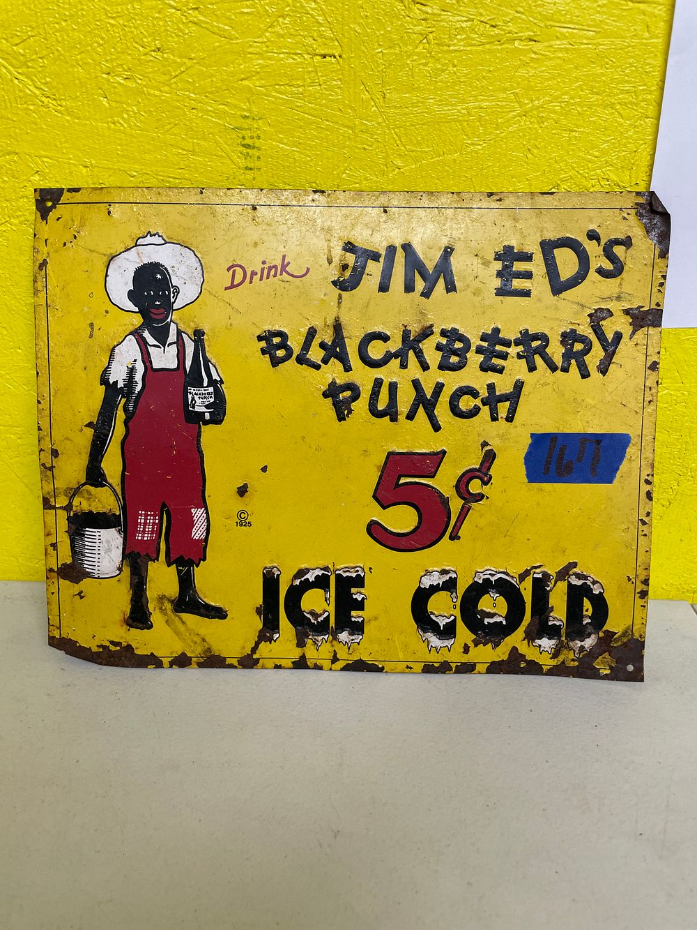 Lot 167: Jim Ed’s Blackberry Punch Vintage Sign