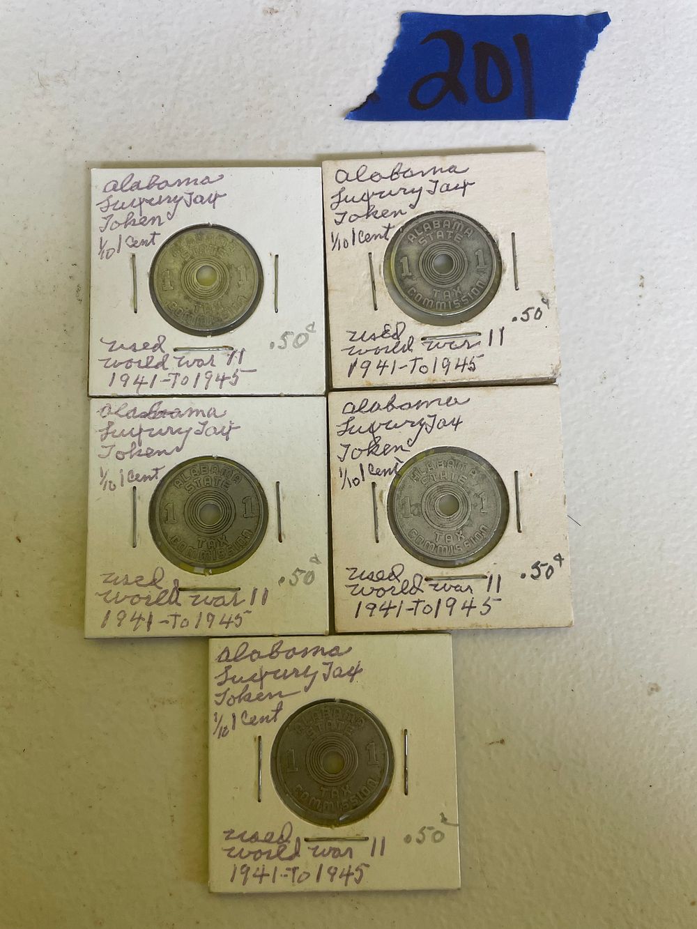 Lot 201: 5 Alabama Luxury Tax Tokens