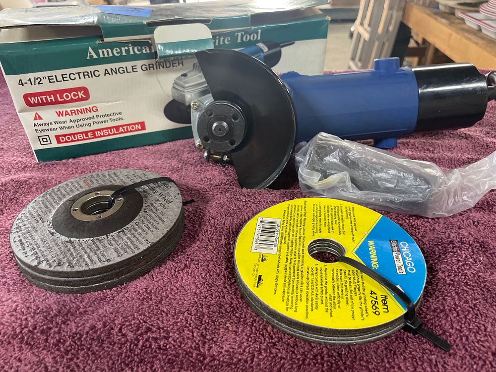 Lot 205: American Favourite Tool Angle Grinder with CHICAGO Electric Wheels