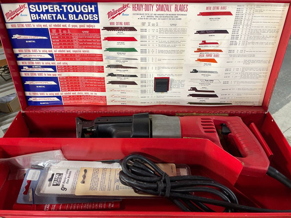 Lot 224: Milwaukee Heavy-Duty Sawzall Reciprocating Saw with Metal Case