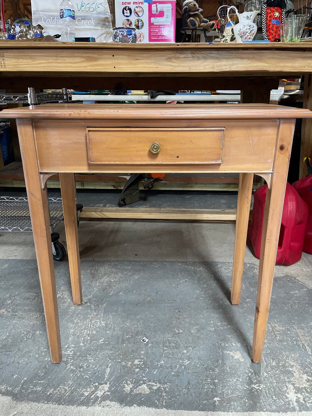 Lot 231: Light Brown Wooden Console Table with Drawer