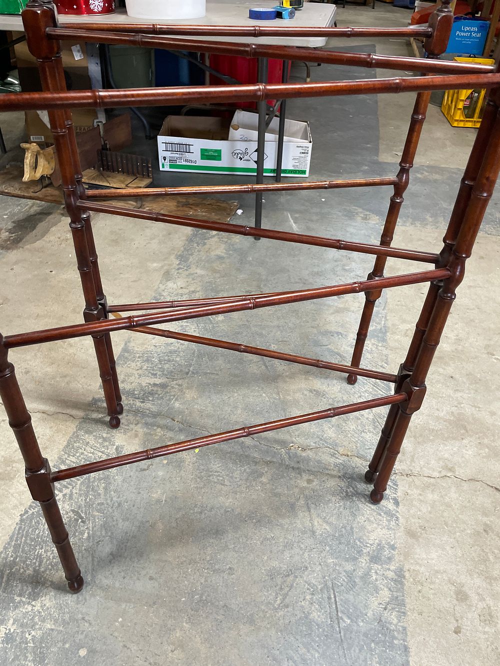 Lot 261: Late Victorian Faux Bamboo Mahogany Folding Quilt Rack