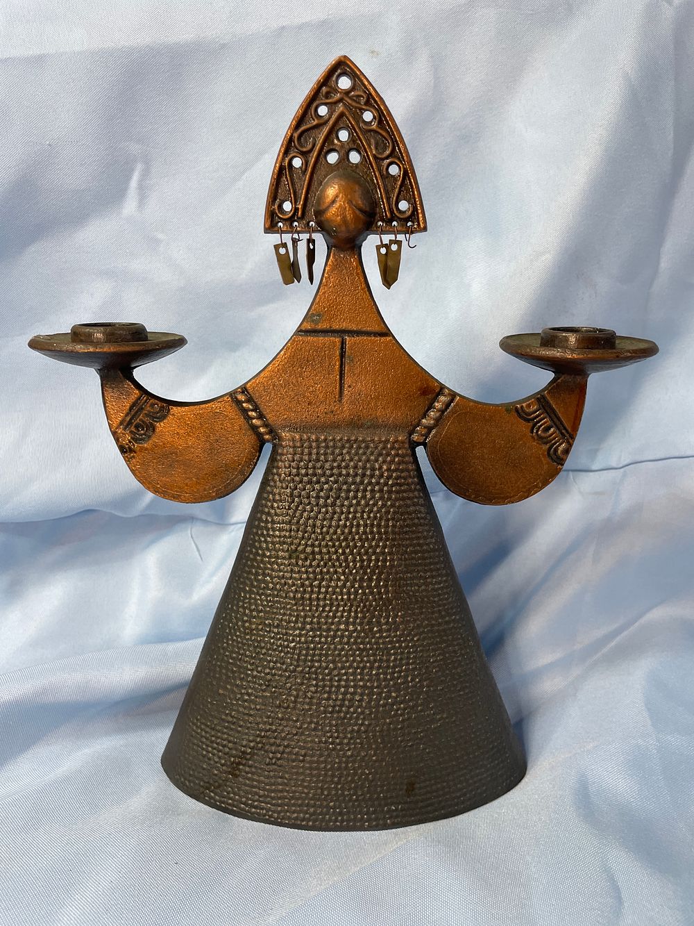 Lot 229: Russian Copper Woman Figural Candlestick Holder