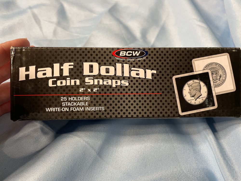 Lot 295: BCW 24 Half Dollar Coin Snaps, 2" x 2"