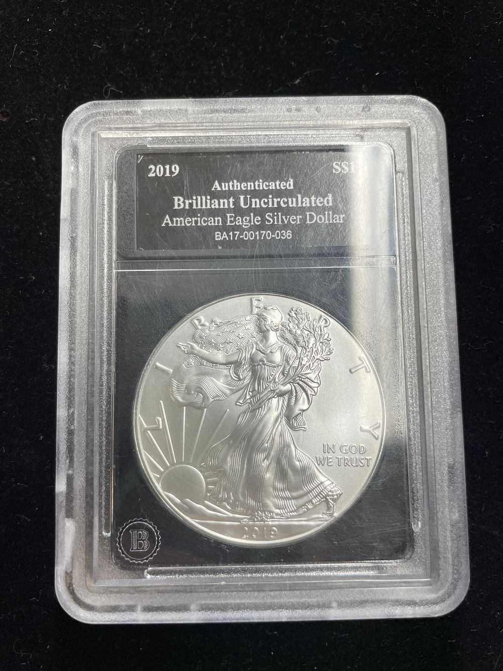Lot 311: 2019 American Eagle Silver Dollar, Authenticated Brilliant Uncirculated