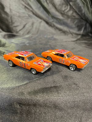 A Pair of Hot Wheels 'General Lee' '69 Dodge Charger 500 'Dukes of Hazzard' Die-Cast Cars 