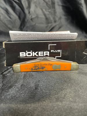 Boker Plus Dukes of Hazzard General Lee Orange Handle Three-Blade Folding Pocket Knife. A Boker 
