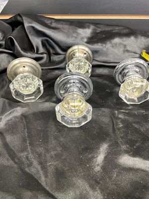 Four Vintage-Style Glass Door Knob Sets. A set of four vintage-style interior door knob sets. 