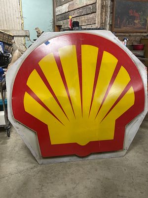 Sign Face Shell Lot 49 - Large Shell Oil Company Pecten Logo Illuminated Sign Face ...
