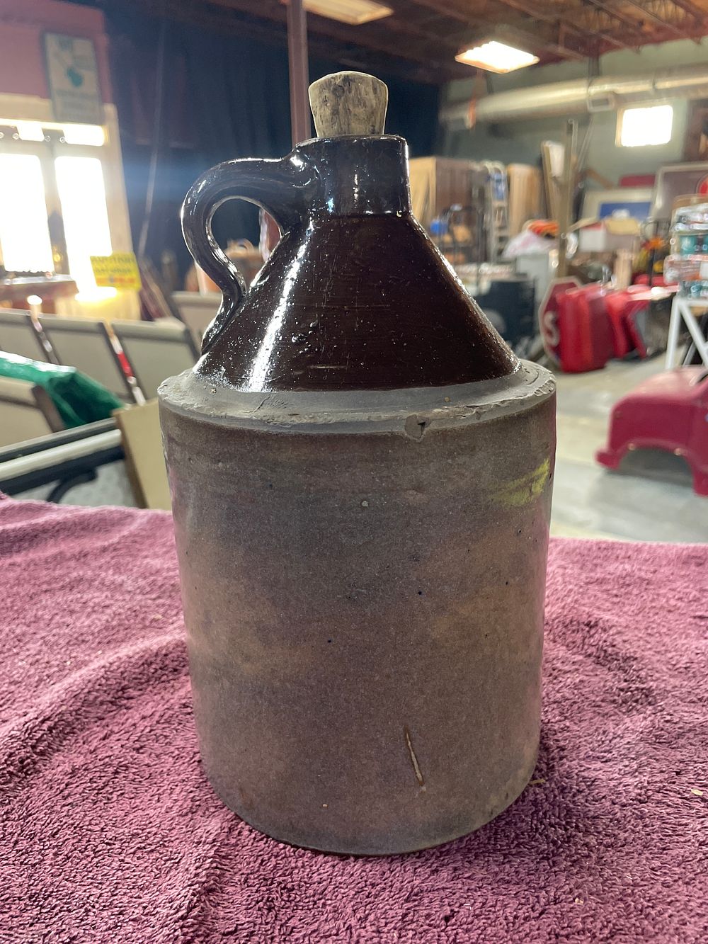 Lot 191: A Two-Tone Salt-Glazed Stoneware Utility Jug