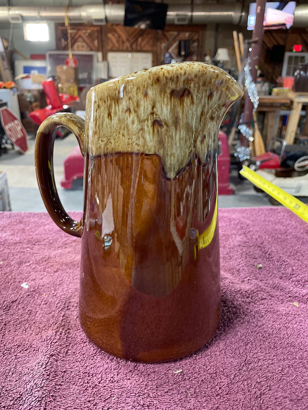 Lot 206:  Brown Drip Glaze Stoneware Pitcher