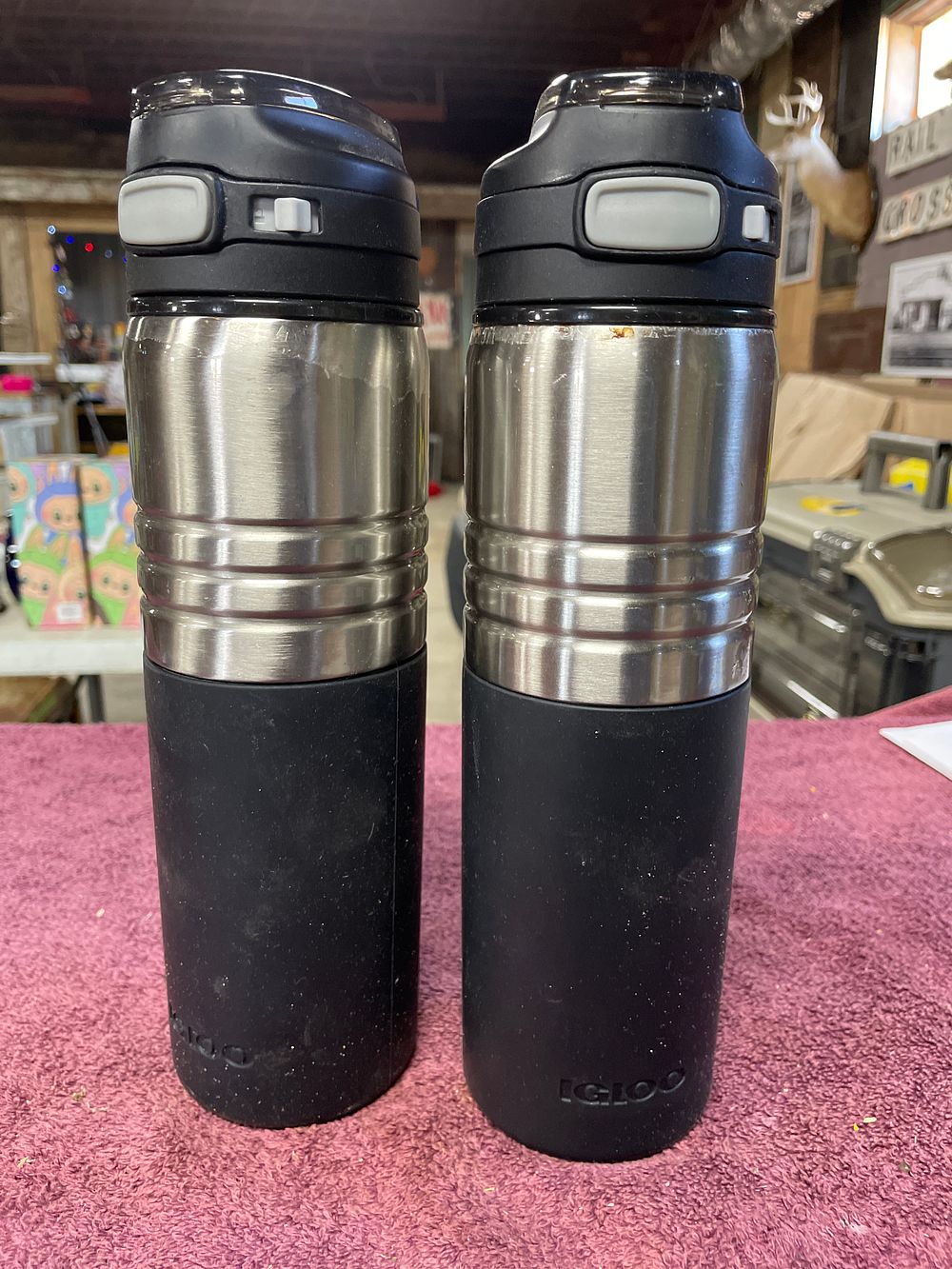 Lot 222: A Pair of Igloo Hybrid Insulated Stainless Steel Sports Jugs