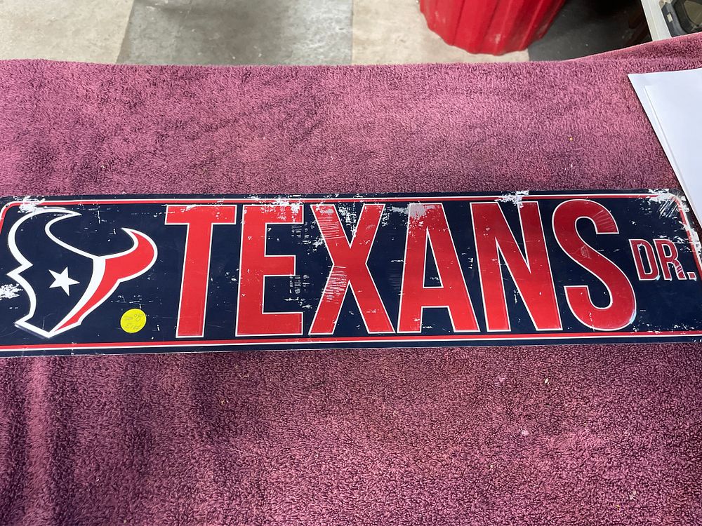 Lot 7: Houston Texans DR Licensed NFL Distressed Street Sign