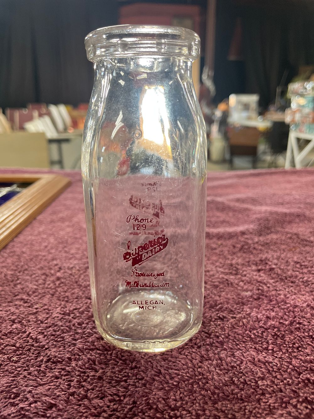 Lot 17: Vintage Half Pint Superior Dairy Milk Bottle, Allegan, Michigan