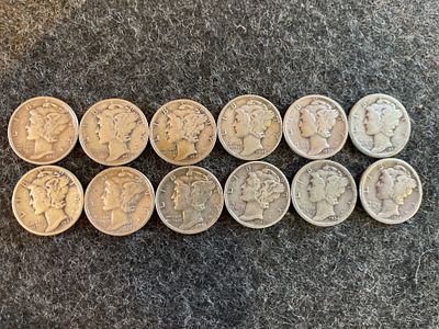 A Collection of United States Silver Mercury Dimes. A collection of silver United States Mercury 