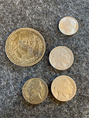 A Collection of Mexican and United States Silver and Nickel Coins. A collection of coins 