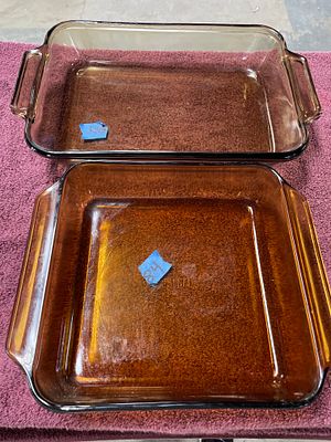 Two Anchor Hocking Amber Glass Baking Dishes. Two amber glass baking dishes including a 